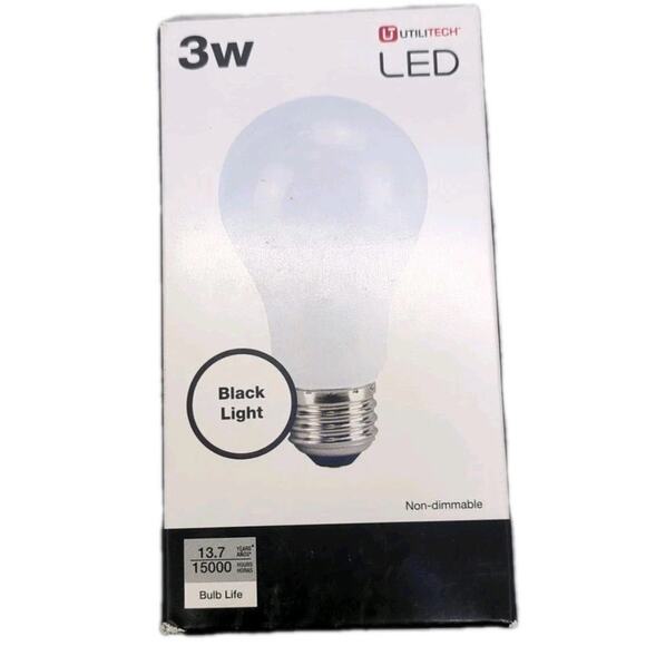 Utilitech A19 Black Decorative LED Light Bulb Party Light Standard (C6) - Picture 1 of 8